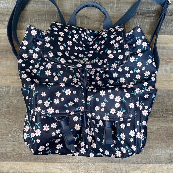 SOLD Kate Spade New York Fleurette Carley Flap Drawstring Floral Navy  Backpack - Picture 8 of 11